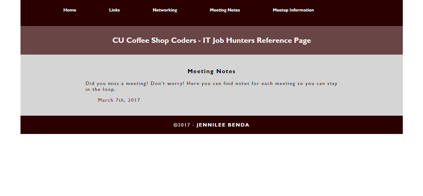 CU Coffee Shop Coders IT Job Hunters Group Reference